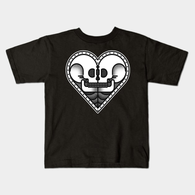 Heart Skulls Tattoo design Kids T-Shirt by Jahaziel Sandoval